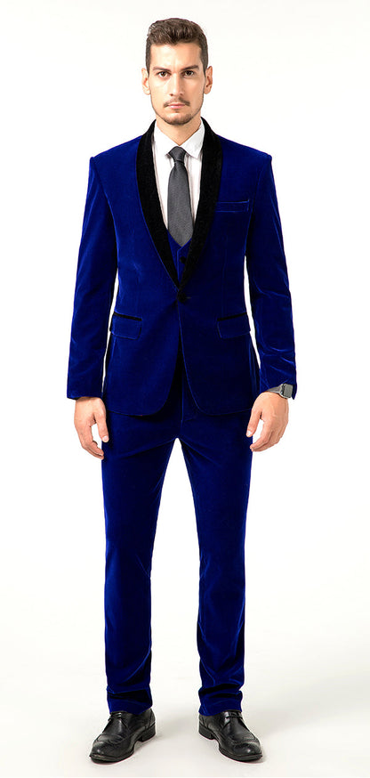 ly1710 Blue Velvet Wedding Formal Party Business 4 Piece Men Suits Online MS011