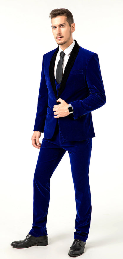 ly1710 Blue Velvet Wedding Formal Party Business 4 Piece Men Suits Online MS011