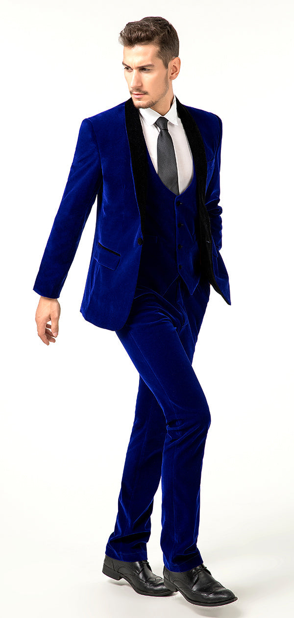 ly1710 Blue Velvet Wedding Formal Party Business 4 Piece Men Suits Online MS011