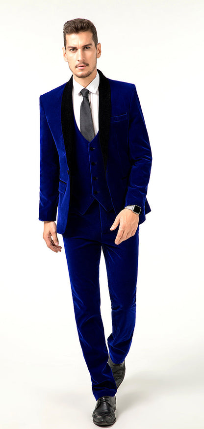 ly1710 Blue Velvet Wedding Formal Party Business 4 Piece Men Suits Online MS011