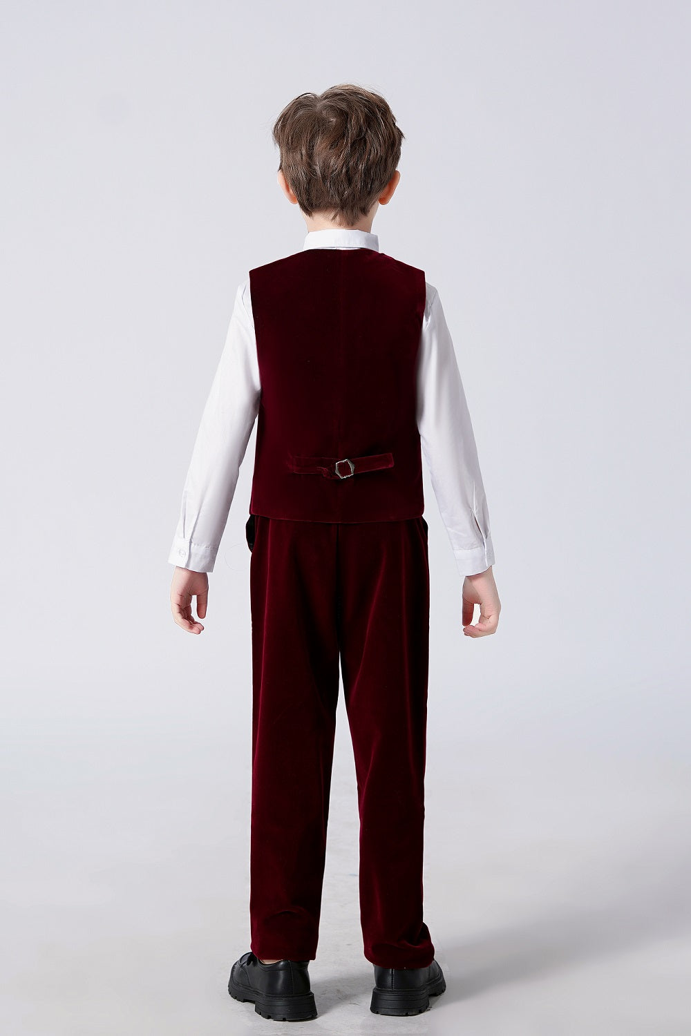 ly1595 Burgundy Velvet 5 Piece Boy's Formal Boys Suits