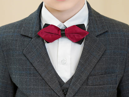 ly1589 Black Plaid Elegant 5 Piece Boys Suits