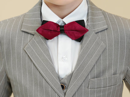 ly1292 Light Grey Striped Page Boy 5 Piece Boy's Formal Suits