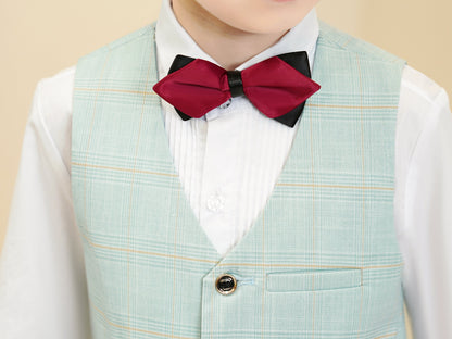 ly1279 Mint Green Plaid Elegant Formal 4 Piece Boys Suits