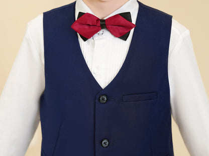 ly1612 Navy Fit Slim 4 Piece Boy's Formal Suits With Vest+Pants+Shirt+Tie