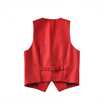 ly1570 Red 3 Buttons Boys Girls Fully Lined Formal Suit Vest