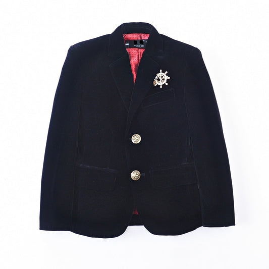 ly1750 Black Boys Single-Breasted Velvet Blazer