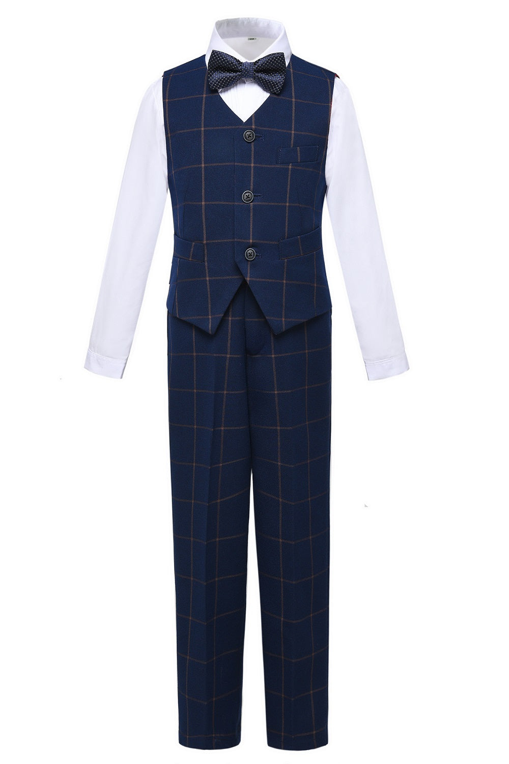 ly1276 Blue Plaid Elegant 5 Piece Boys Suits