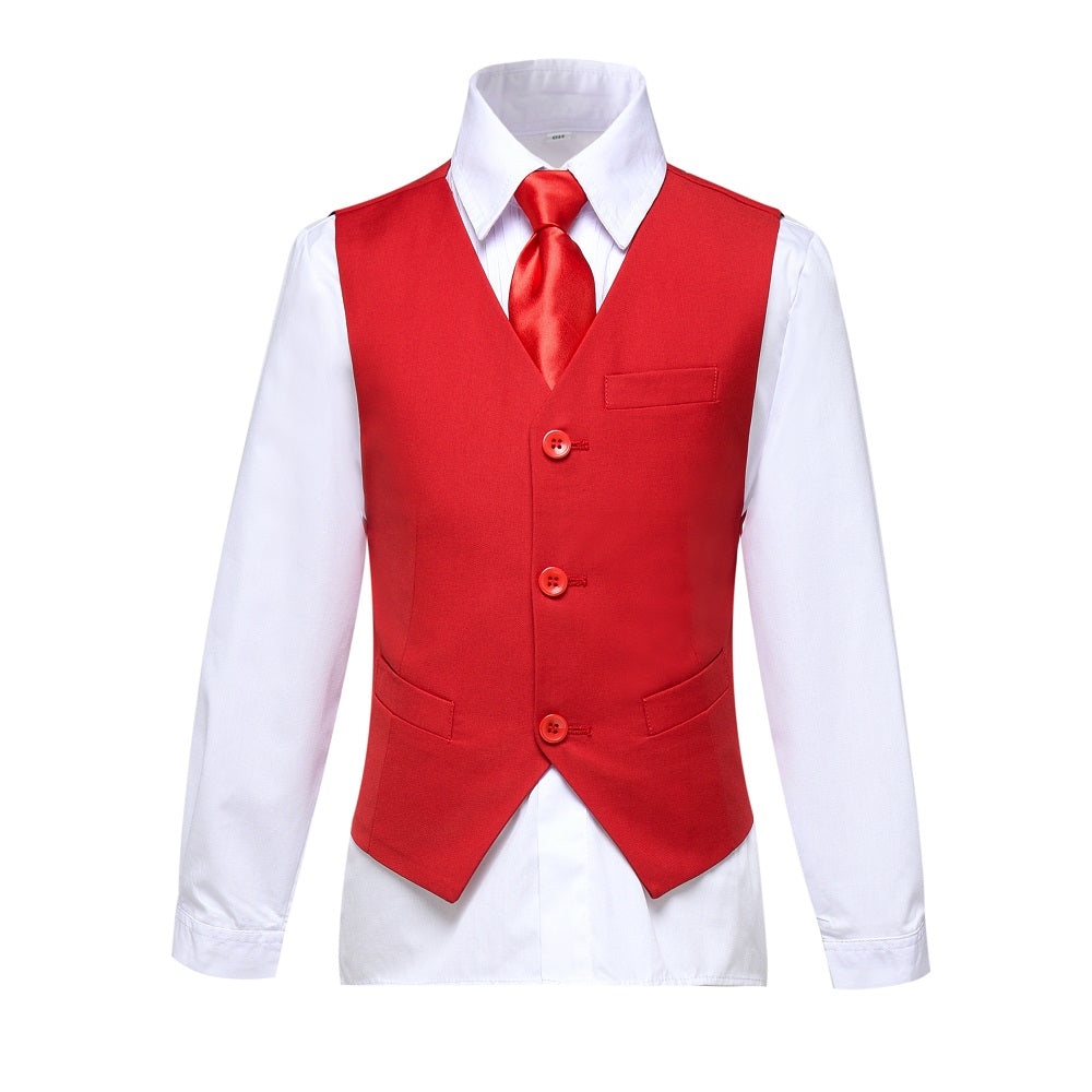 ly1606 Red Formal Classic 4 Piece Boy's Formal Suits With Vest+Pants+Shirt+Tie