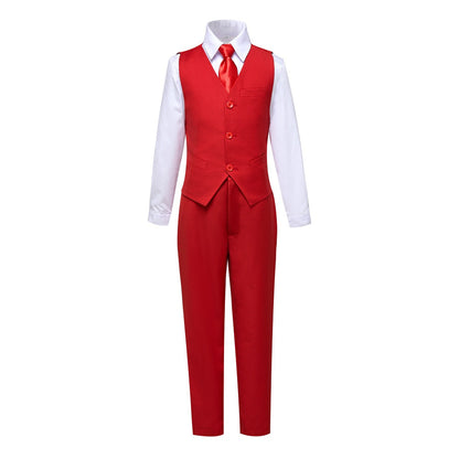 ly1606 Red Formal Classic 4 Piece Boy's Formal Suits With Vest+Pants+Shirt+Tie