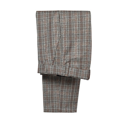 ly1587 Grey and Brown Plaid Formal 5 Piece Boys Suits