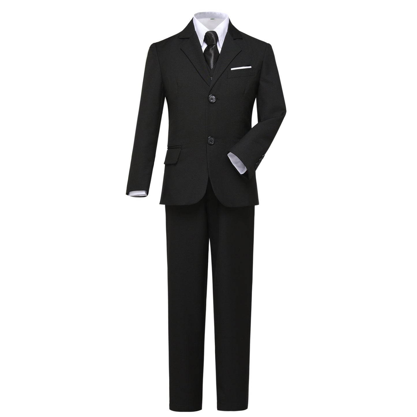 ly1252 Black Formal Tuxedo 5 Piece Boys Suits