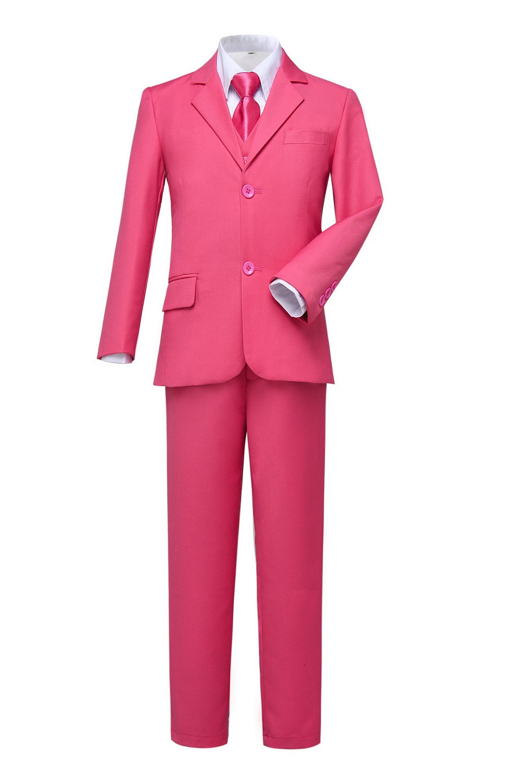 Pink 3 Piece Kids Boys' Formal Fit Blazer Vest and Pants Dress Suits Set