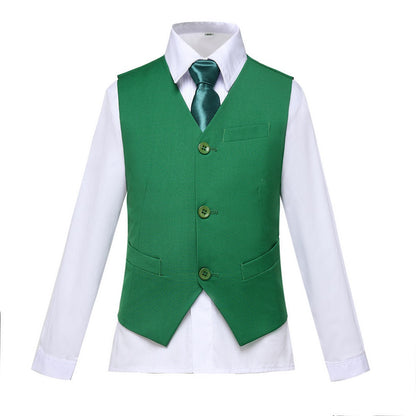 ly1581 Green 2 Piece Kids Boys' Vest and Pants Dress Suits Set