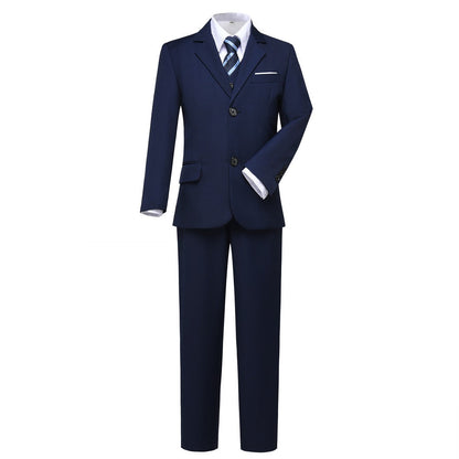 ly1254 Navy Kid Formal Classic 5 Piece Boys Suits