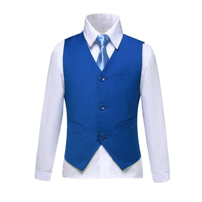 ly1611 Royal Blue Fit Slim 4 Piece Boy's Formal Suits With Vest+Pants+Shirt+Tie