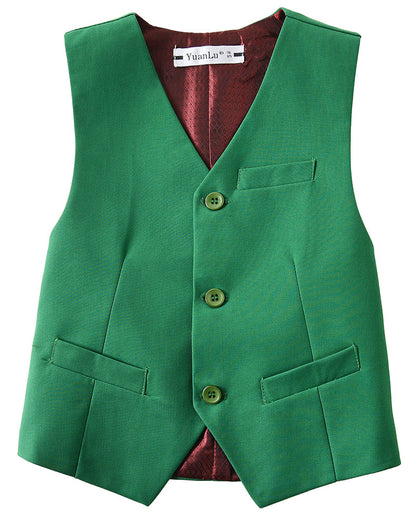 ly1738 Green 4 Piece Boys' Formal Suit Set with Vest Pants Dress Shirt and Tie BS41