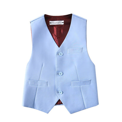 ly1427 Light Blue 3 Piece Kids Boys' Formal Fit Blazer Vest and Pants Dress Suits Set