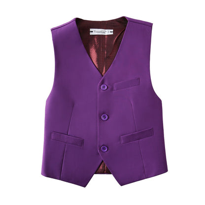 ly1422 Purple 2 Piece Kids Boys' Vest and Pants Dress Suits Set