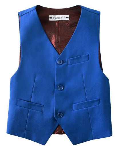 ly1760 Royal Blue 3 Piece Kids Boys' Formal Blazer Vest and Pants Dress Suits Set