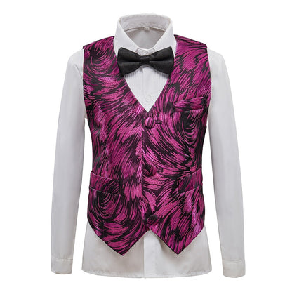 ly1439 Fuchsia Unique Patterned Party Banquet 5 Piece Boys Suits