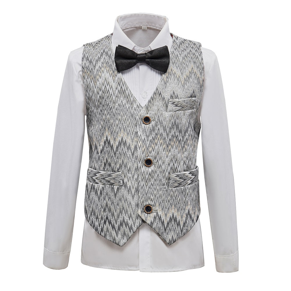 ly1434 Grey Unique Patterned Party Banquet 5 Piece Boys Suits