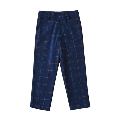 ly1567 Blue Plaid High Quality Formal Boys Dresswear Pants