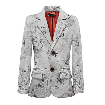 ly1435 White Unique Patterned Party 5 Piece Boys Suits