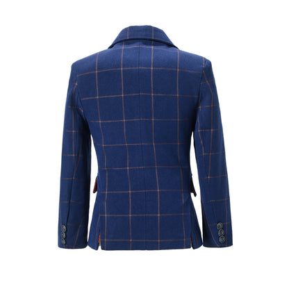 ly1565 Blue Plaid Boys Formal Blazer,  Affordable School Jacket