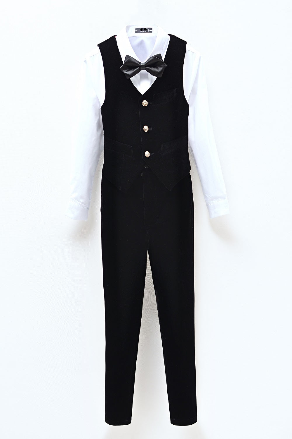 ly1420 Black Velvet 2 Piece Kids Boys' Vest and Pants Dress Suits Set