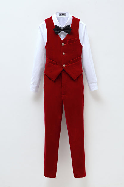 ly1294 Red Velvet 5 Piece Boy's Formal Boys Suits