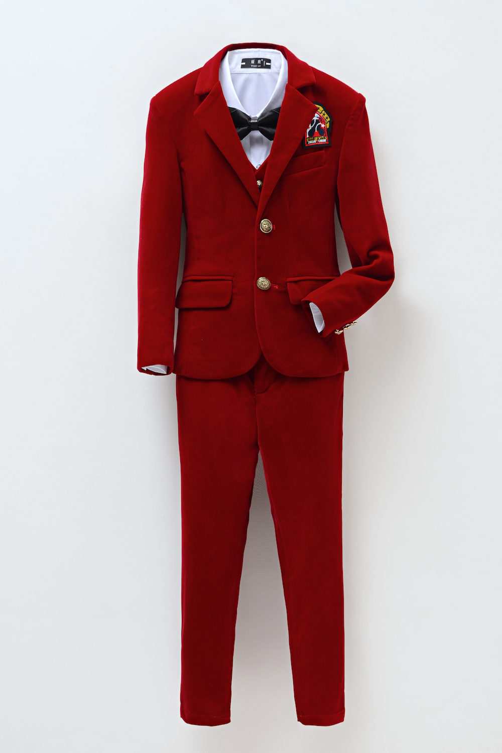 ly1294 Red Velvet 5 Piece Boy's Formal Boys Suits