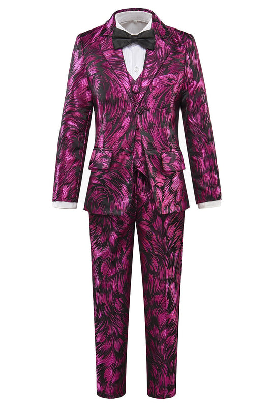 Fuchsia Unique Patterned Party Banquet 5 Piece Boys Suits