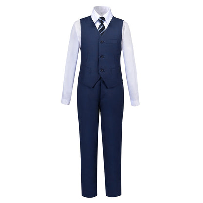 ly1277 Navy Kid Formal Classic 5 Piece Boys Suits