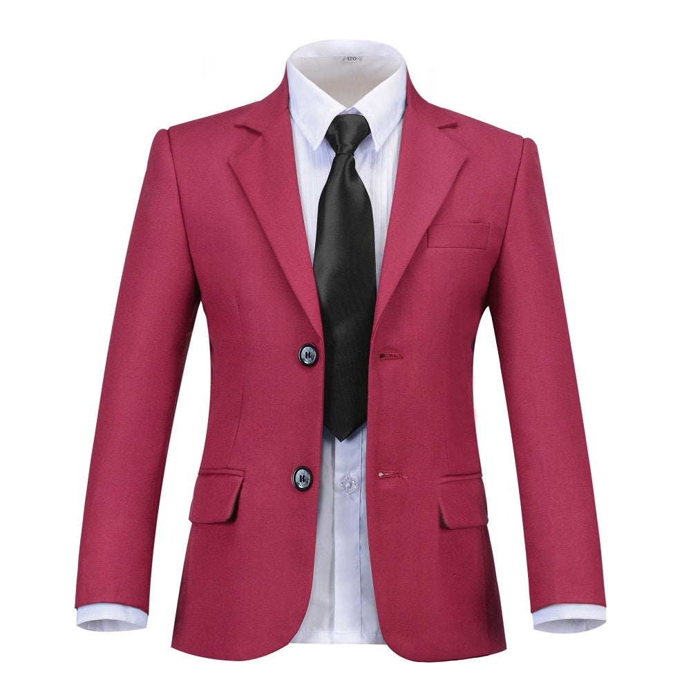 ly1688 Burgundy Formal School 5 Piece Boys Suits