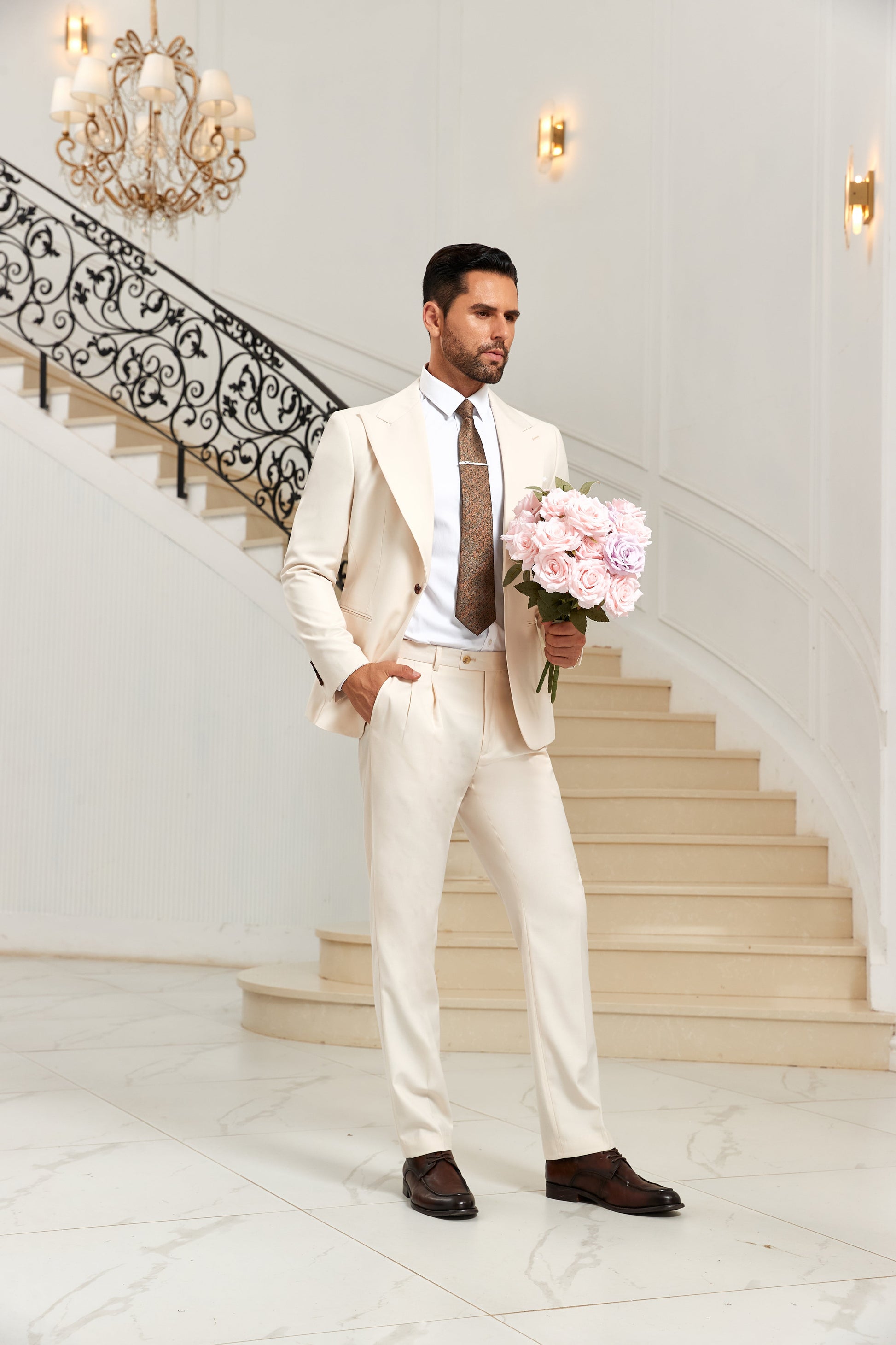 Ivory Wedding Formal 2 Pieces Men's Suits