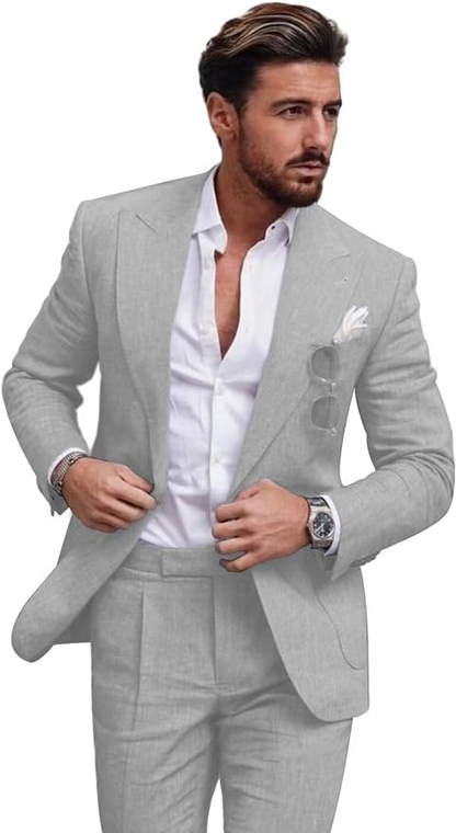 ly1127 Casual Linen Men's Slim Fit 2 Piece Suit