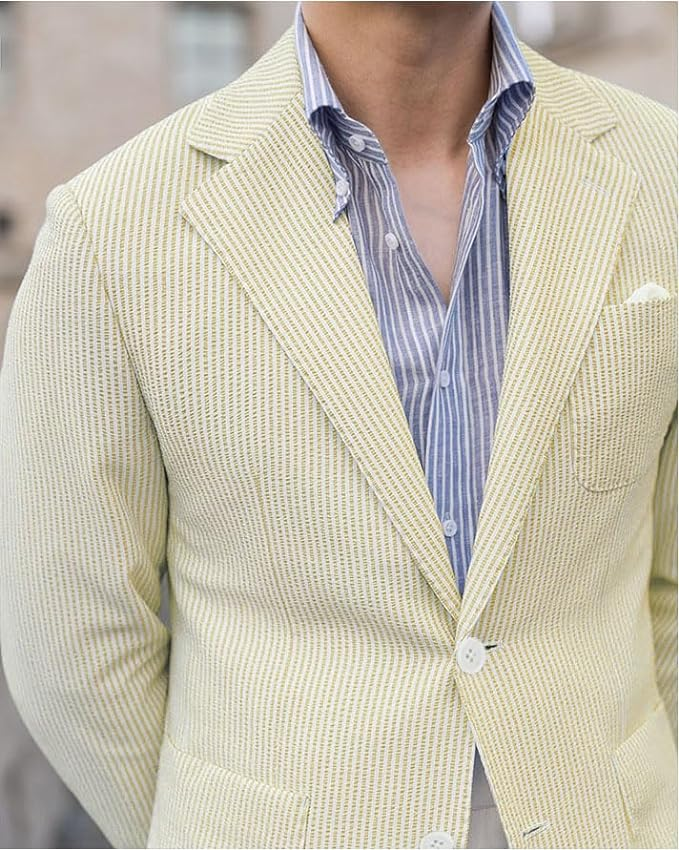 ly1132 Light Summer Seersucker Leisure Men Jacket