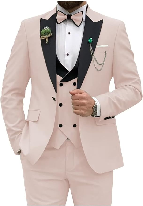 ly1166 Double Breasted Slim Fit 3 Piece Men's Suit