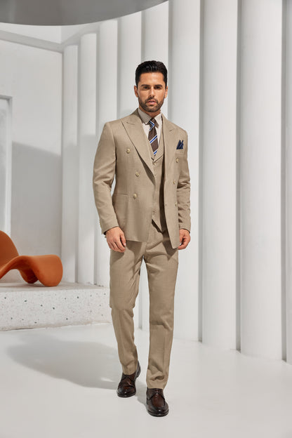 beige 3 piece men suits