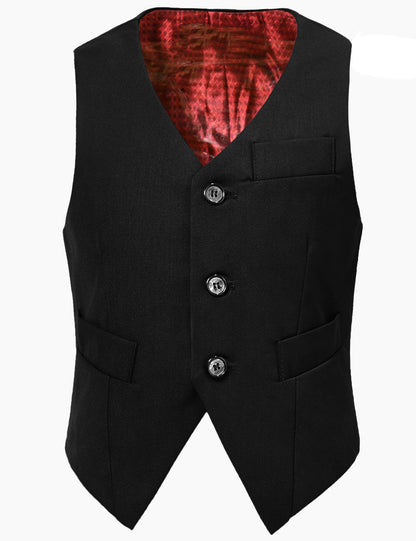 ly1766 Black 3 Buttons Boys Girls Formal Suit Vest