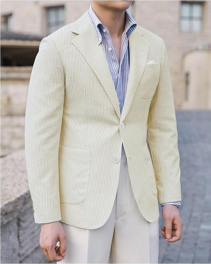 ly1132 Light Summer Seersucker Leisure Men Jacket