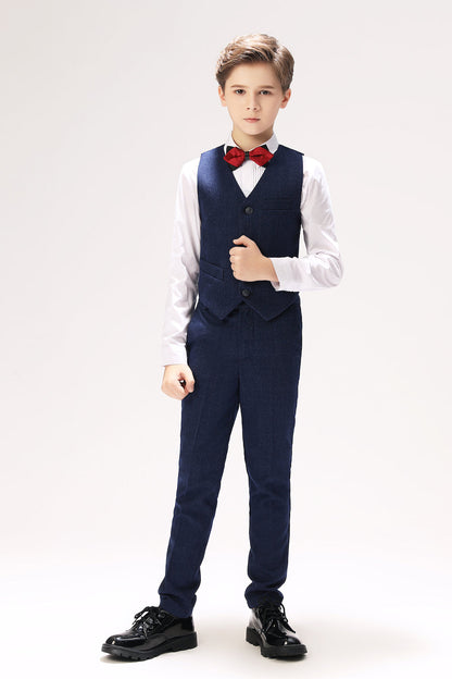 ly1273 Navy Blue Kids Fit Slim 4 Piece Boy's Formal Suits