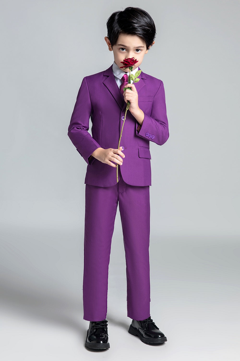 Purple Kid Boys Classic 5 Piece Boys Suits