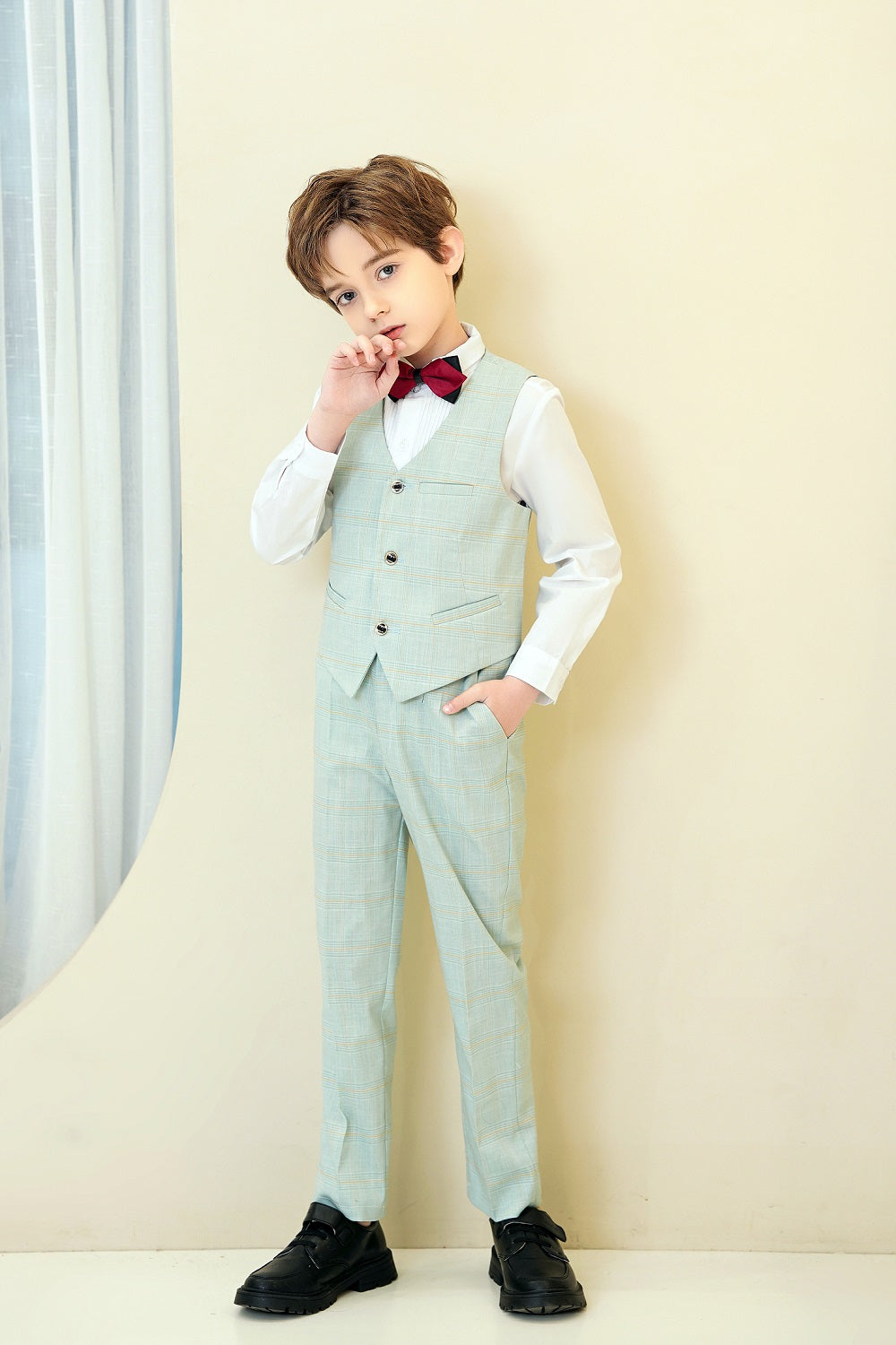 ly1298 Formal 5 Piece Boys Suits（MORE COLORS+)