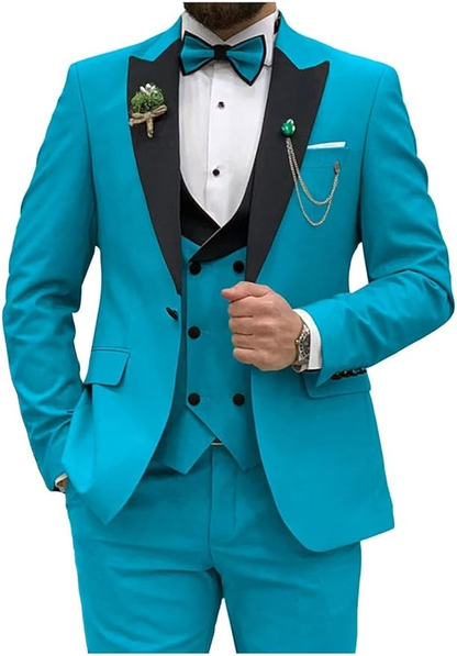 ly1166 Double Breasted Slim Fit 3 Piece Men's Suit