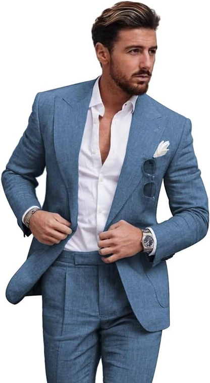 ly1127 Casual Linen Men's Slim Fit 2 Piece Suit