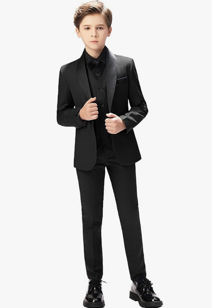 ly1677 Black Kids Formal Tuxedo 5 Pieces Suits