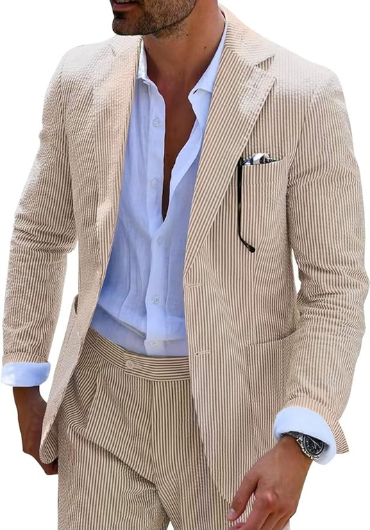 ly1136 Seersucker Striped Men's Summer Blazer