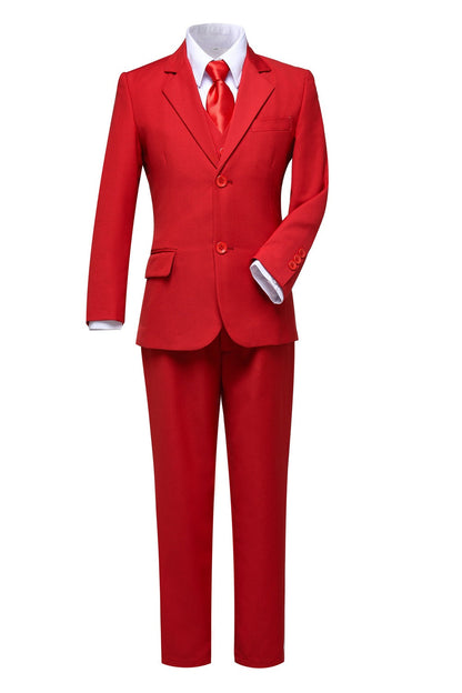 Red 3 Piece Kids Boys' Formal Blazer Vest and Pants Dress Suits Set